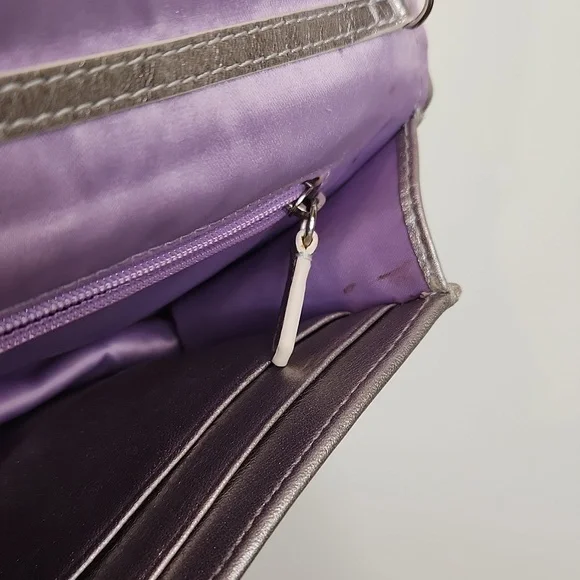 Coach Silver C Embroidered Crossbody with Chain Strap Gray Card Holder - Picture 9 of 12